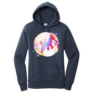 Cute Rainbow Unicorns Yin Yang Women's Pullover Hoodie