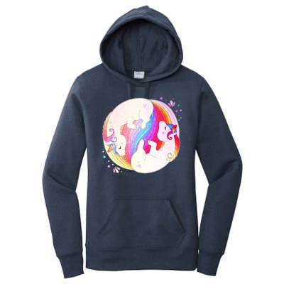 Cute Rainbow Unicorns Yin Yang Women's Pullover Hoodie