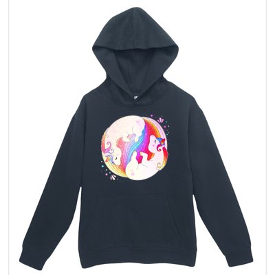 Cute Rainbow Unicorns Yin Yang Urban Pullover Hoodie