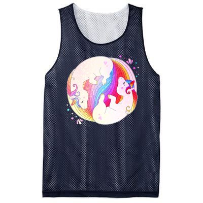 Cute Rainbow Unicorns Yin Yang Mesh Reversible Basketball Jersey Tank