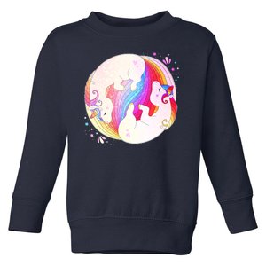 Cute Rainbow Unicorns Yin Yang Toddler Sweatshirt