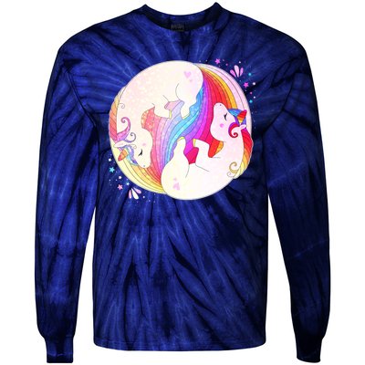 Cute Rainbow Unicorns Yin Yang Tie-Dye Long Sleeve Shirt