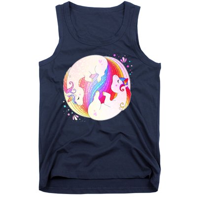 Cute Rainbow Unicorns Yin Yang Tank Top