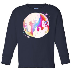 Cute Rainbow Unicorns Yin Yang Toddler Long Sleeve Shirt