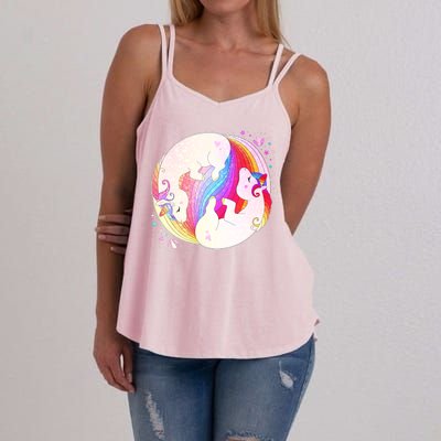 Cute Rainbow Unicorns Yin Yang Women's Strappy Tank