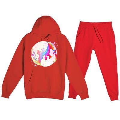 Cute Rainbow Unicorns Yin Yang Premium Hooded Sweatsuit Set