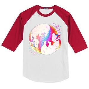 Cute Rainbow Unicorns Yin Yang Kids Colorblock Raglan Jersey