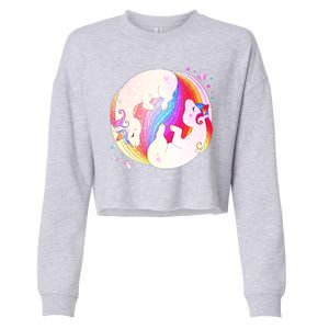 Cute Rainbow Unicorns Yin Yang Cropped Pullover Crew