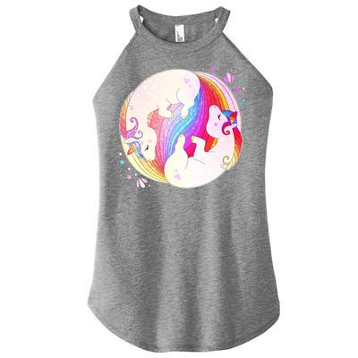 Cute Rainbow Unicorns Yin Yang Women's Perfect Tri Rocker Tank