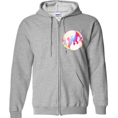 Cute Rainbow Unicorns Yin Yang Full Zip Hoodie