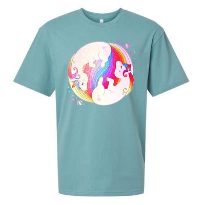 Cute Rainbow Unicorns Yin Yang Sueded Cloud Jersey T-Shirt