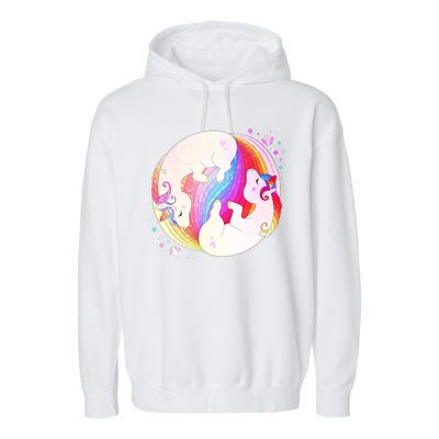 Cute Rainbow Unicorns Yin Yang Garment-Dyed Fleece Hoodie