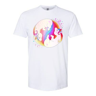 Cute Rainbow Unicorns Yin Yang Softstyle® CVC T-Shirt