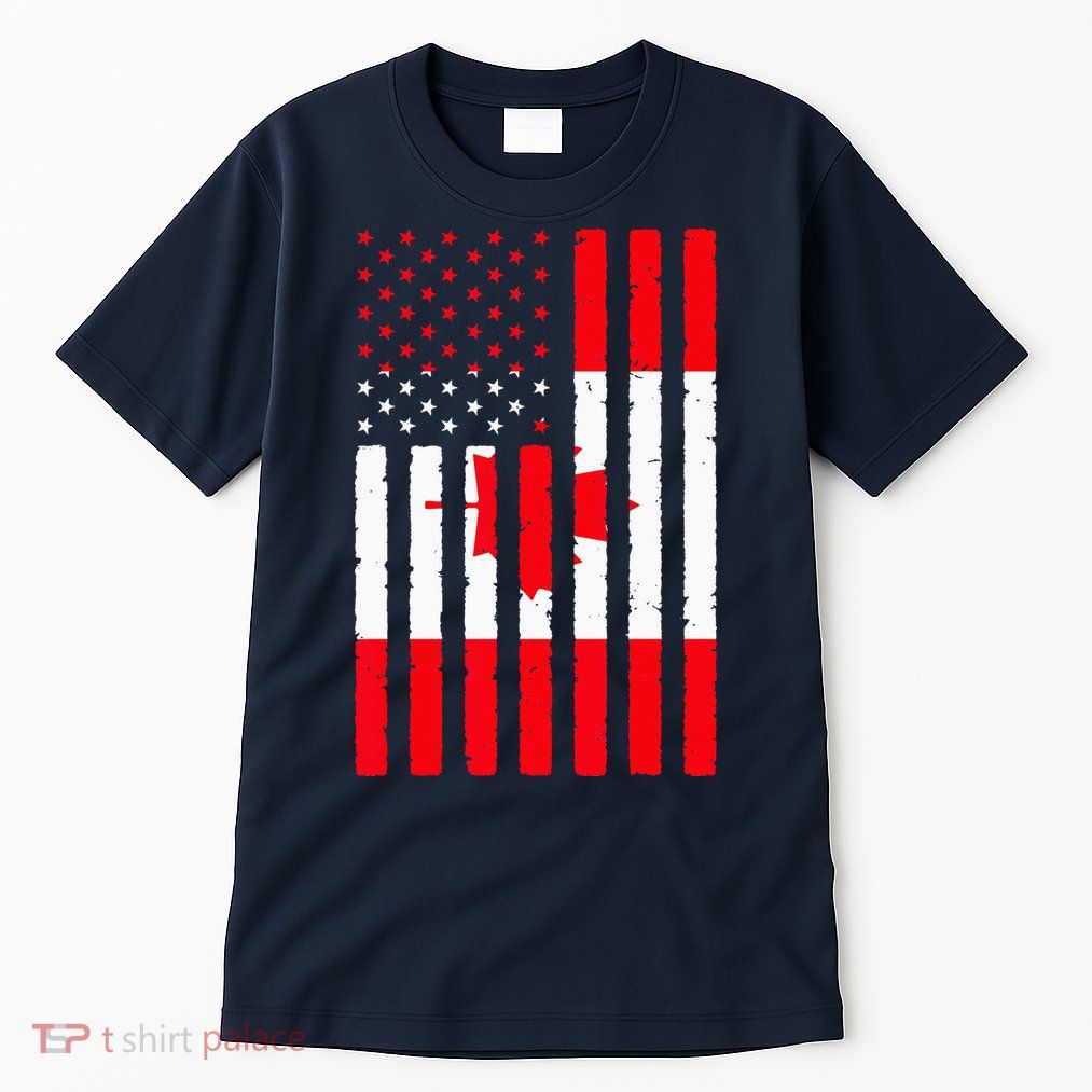 Canadian Roots USA Flag Heritage Half Canada American Tall T-Shirt