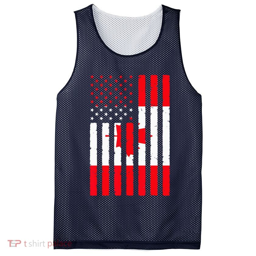 Canadian Roots USA Flag Heritage Half Canada American Mesh Reversible Basketball Jersey Tank