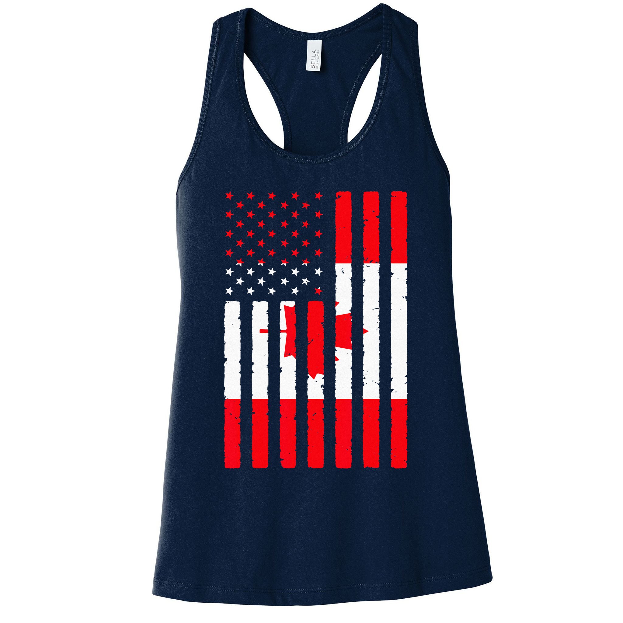 Canadian Roots USA Flag Heritage Half Canada American Womens Tank Top