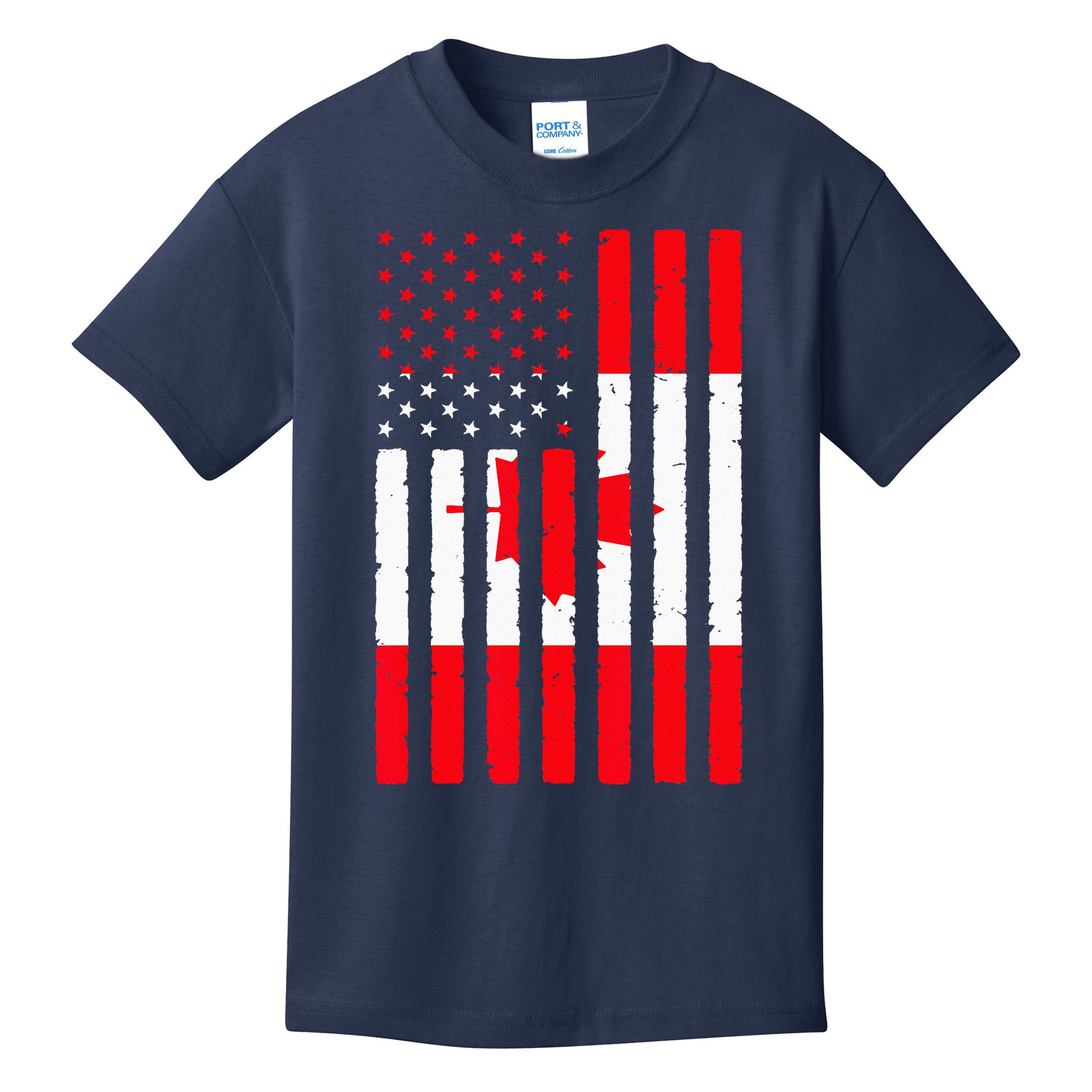 Canadian Roots USA Flag Heritage Half Canada American Kids T-Shirt