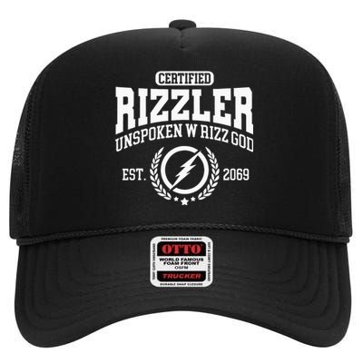 CERTIFIED RIZZLER UNSPOKEN RIZZ W RIZZ GOD High Crown Mesh Back Trucker Hat