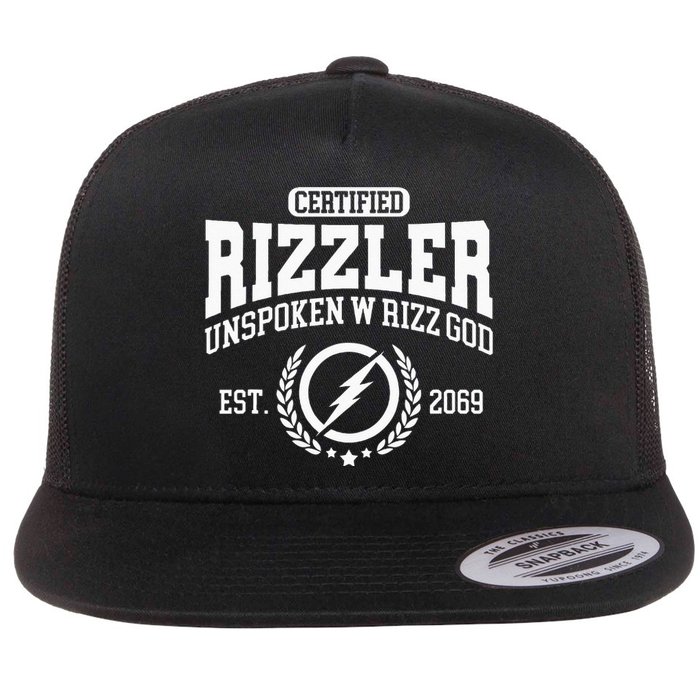 CERTIFIED RIZZLER UNSPOKEN RIZZ W RIZZ GOD Flat Bill Trucker Hat