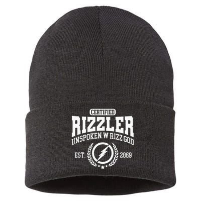 CERTIFIED RIZZLER UNSPOKEN RIZZ W RIZZ GOD Sustainable Knit Beanie