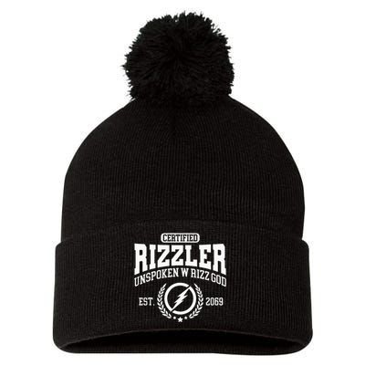 CERTIFIED RIZZLER UNSPOKEN RIZZ W RIZZ GOD Pom Pom 12in Knit Beanie