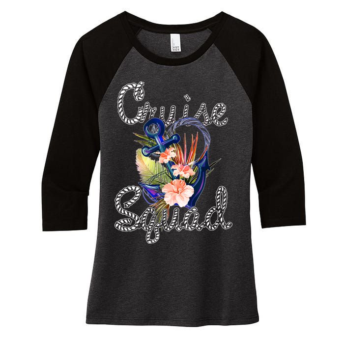 Cruise Squad Anchor Women's Tri-Blend 3/4-Sleeve Raglan Shirt