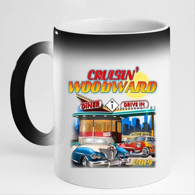 Cruisin' Woodward Diner Day time 11oz Black Color Changing Mug