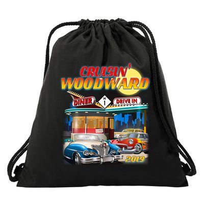 Cruisin' Woodward Diner Day time Drawstring Bag