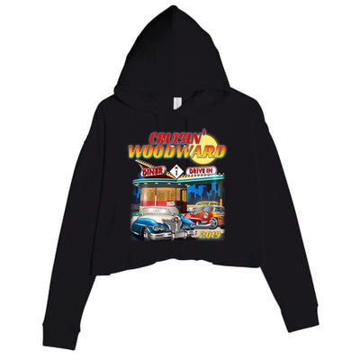 Cruisin' Woodward Diner Day time Crop Fleece Hoodie