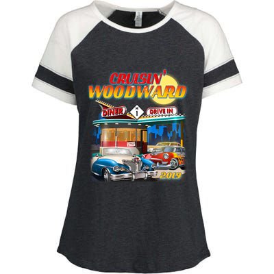 Cruisin' Woodward Diner Day time Enza Ladies Jersey Colorblock Tee