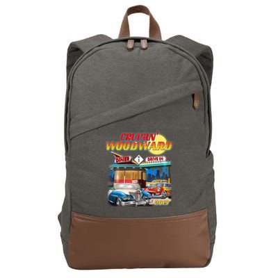 Cruisin' Woodward Diner Day time Cotton Canvas Backpack