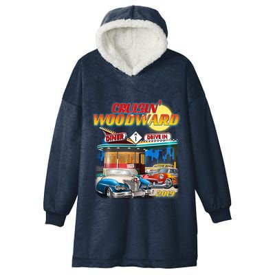 Cruisin' Woodward Diner Day time Hooded Wearable Blanket