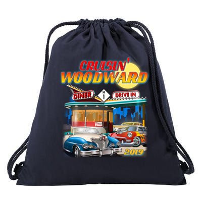 Cruisin' Woodward Diner Day time Drawstring Bag