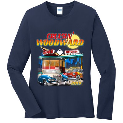 Cruisin' Woodward Diner Day time Ladies Long Sleeve Shirt