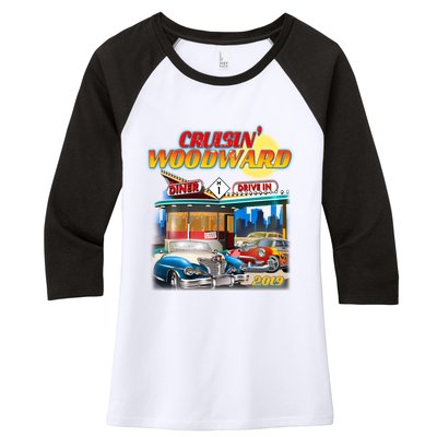 Cruisin' Woodward Diner Day time Women's Tri-Blend 3/4-Sleeve Raglan Shirt