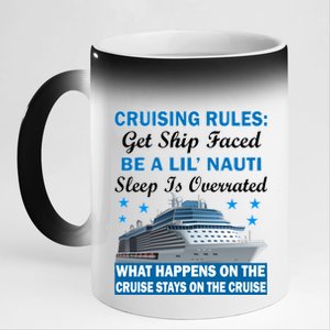 Cruising Rules Get Ship Faced Funny Cruise 11oz Black Color Changing Mug