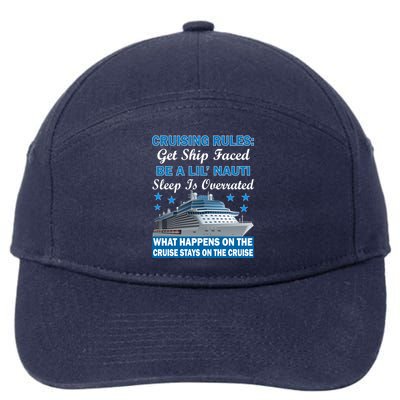 Cruising Rules Get Ship Faced Funny Cruise 7-Panel Snapback Hat