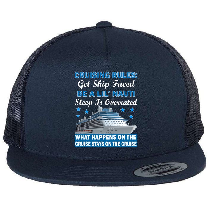 Cruising Rules Get Ship Faced Funny Cruise Flatbill Hat