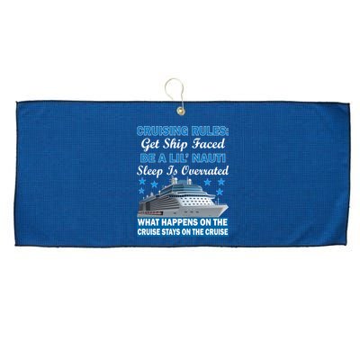 Cruising Rules Get Ship Faced Funny Cruise Large Microfiber Waffle Golf Towel