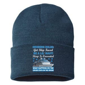 Cruising Rules Get Ship Faced Funny Cruise Sustainable Knit Beanie