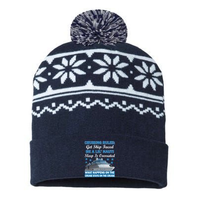 Cruising Rules Get Ship Faced Funny Cruise USA-Made Snowflake Beanie