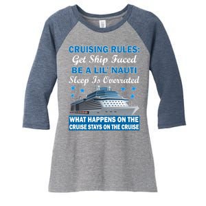 Cruising Rules Get Ship Faced Funny Cruise Women's Tri-Blend 3/4-Sleeve Raglan Shirt