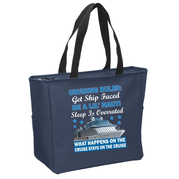 Cruising Rules Get Ship Faced Funny Cruise Zip Tote Bag