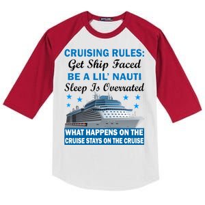 Cruising Rules Get Ship Faced Funny Cruise Kids Colorblock Raglan Jersey