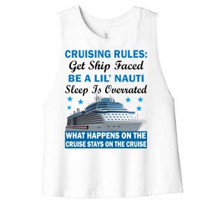 Cruising Rules Get Ship Faced Funny Cruise Women's Racerback Cropped Tank