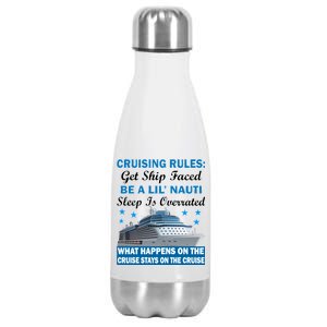 Cruising Rules Get Ship Faced Funny Cruise Stainless Steel Insulated Water Bottle