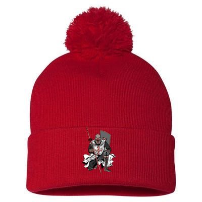 Crusader Knight Pom Pom 12in Knit Beanie