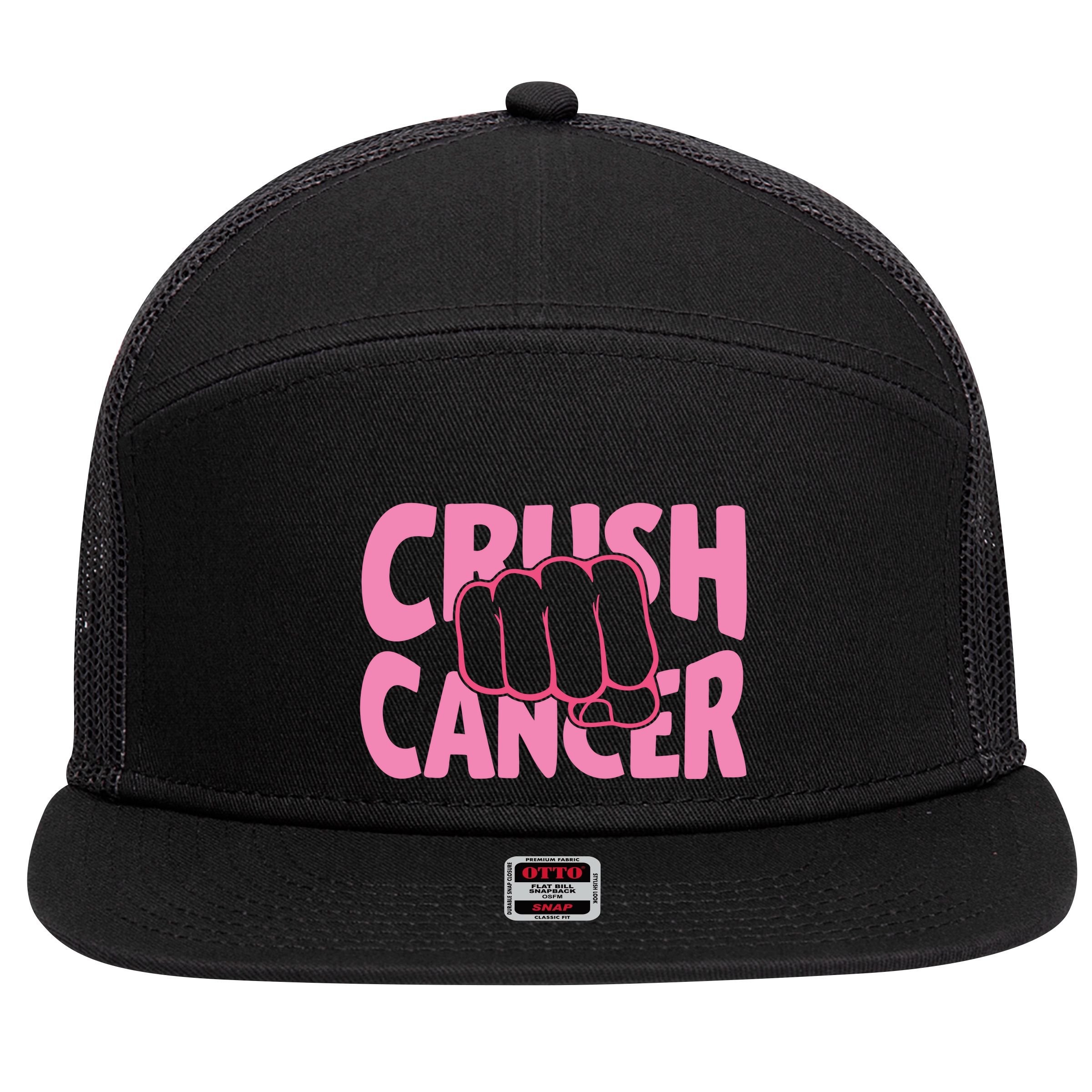 Crush Cancer 7 Panel Mesh Trucker Snapback Hat