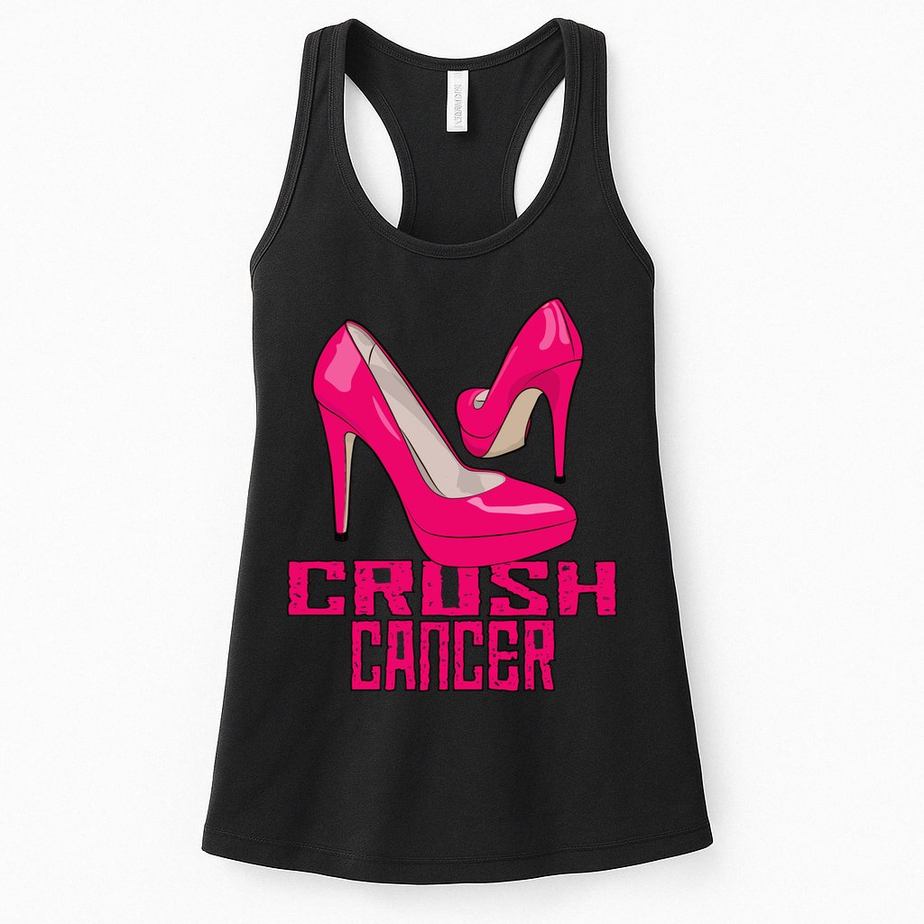 Crush Cancer With Pink Heels Womens Tank Top
