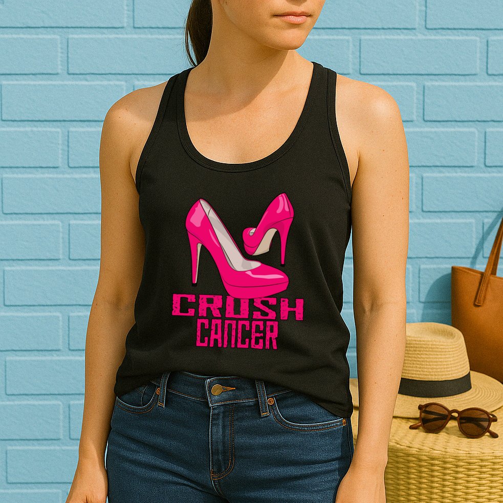 Crush Cancer With Pink Heels Womens Tank Top